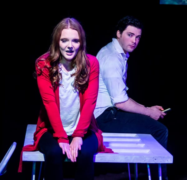 One of the coolest things about the set (designed by Jason Kaufman with the vision of Ryan Shealy) was the reuse of props. The "seat" in this picture is also used as a table and a door throughout the show.